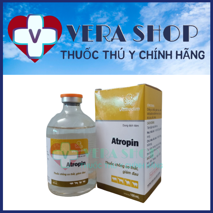 VEMEDIM ATROPIN 100ML - Thuốc chống co thắt giảm đau cho heo trâu bò dê cừu chó mèo (Giá Rẻ) - Sỉ Lẻ