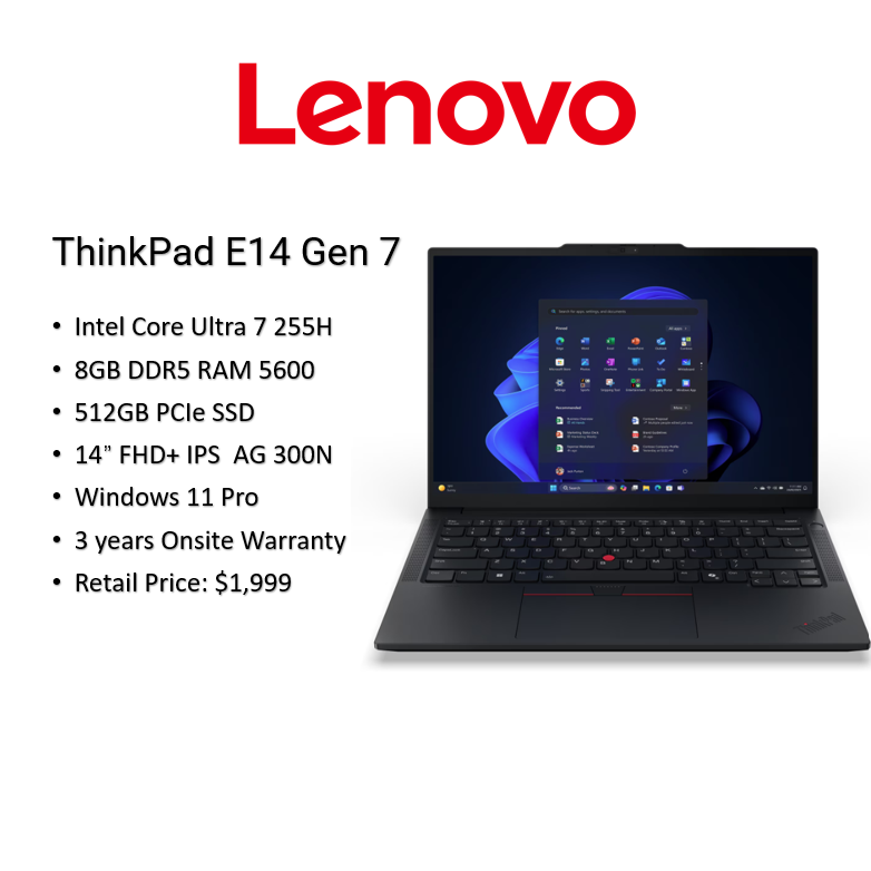 Lenovo ThinkPad E14 Gen 7 Laptop 14" FHD 512GB SSD...