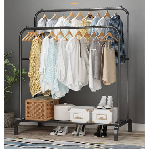 Giá Kệ Treo Quần Áo Giàn Phơi Quần Áo Kệ Phơi Đồ 2 Thanh 2 Tầng Thông Minh 3 Trong 1 Phong Cách Hàn Quốc