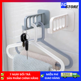 COMBO 2 Móc dán tường - Móc dán tường 4 ô tiện dụng, giúp sắp xếp gọn gàng - Móc gập gọn
