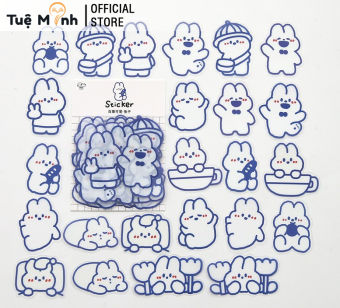 Bộ Sticker Dễ Thường Hình Gấu Béo - Thỏ Trang Trí Sổ, Laptop, Điện Thoại