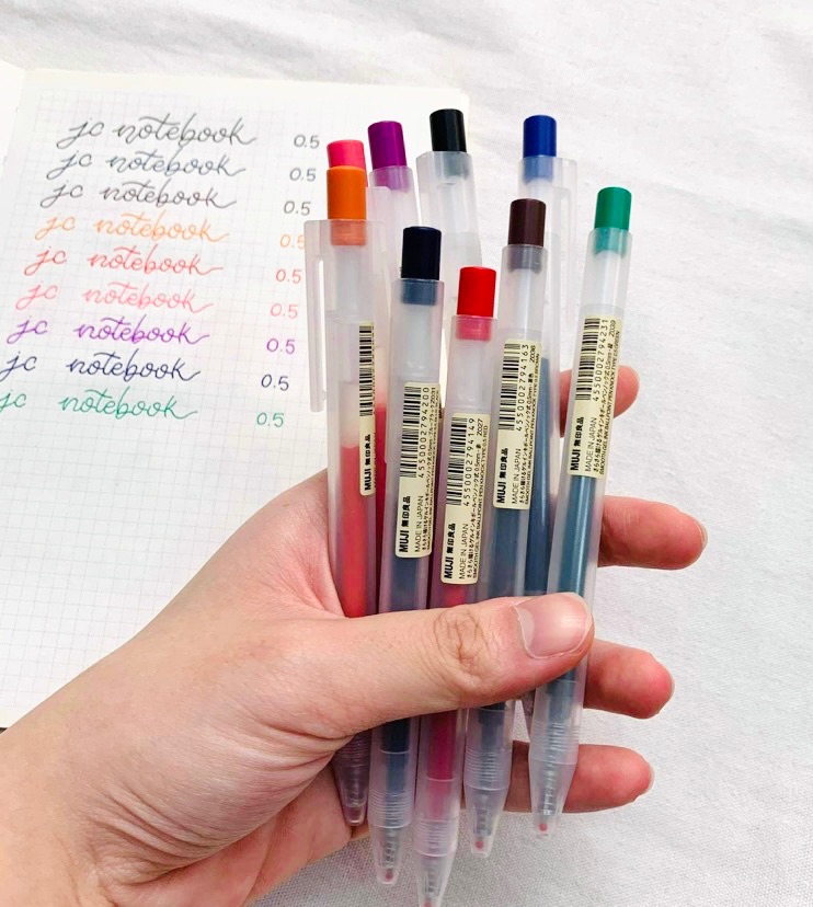Bút bi gel bấm muji nhật bản ngòi 0.5mm nhiều màu