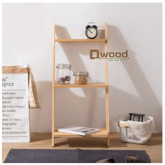 Kệ thang Dwood gỗ thông 3 tầng trang trí tiện lợi, kệ gỗ Decor để đồ dựng tường