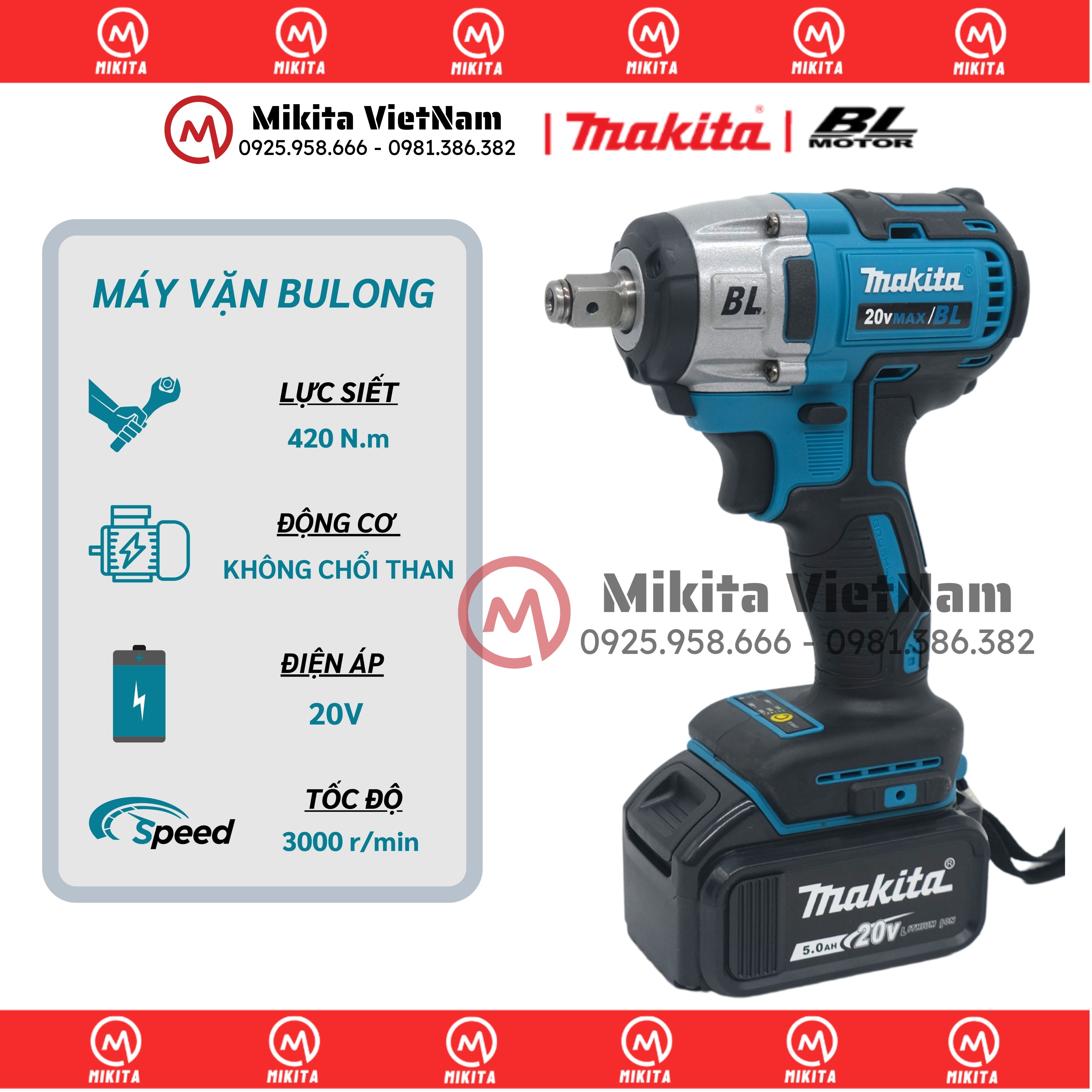 Máy Siết Bulong Makita 20V - Động cơ không chổi than