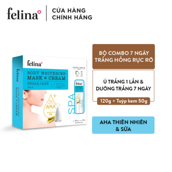 Combo Mặt Nạ Ủ Trắng Da Toàn Thân Felina 120g Và Kem Ủ Dưỡng Trắng Da Toàn Thân Felina 50g Tinh Chất Sữa và AHA từ đường mía