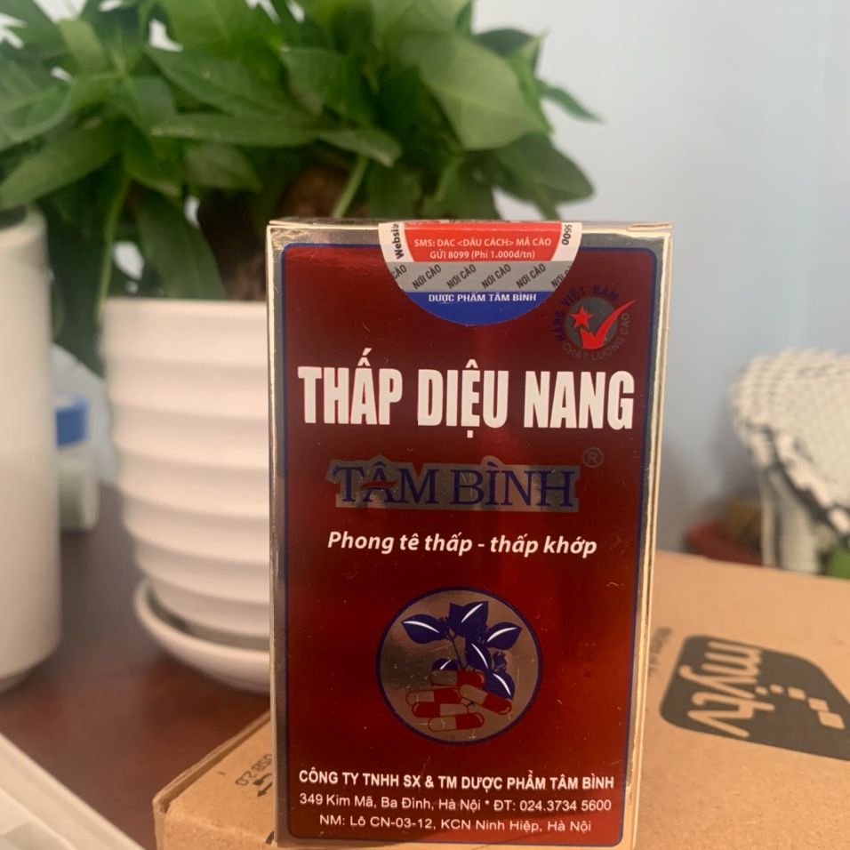 VIÊN UỐNG THẤP DIỆU NANG TÂM BÌNH Hộp 60 viên Hỗ trợ giảm đau thần kinh tọa, thần kinh liên sườn,thoát vị đĩa đệm, gai cột sống, vôi hóa,đau vai gáy,nhức mỏi xương khớp, tê buồn chân tay,phong tê thấp, thấp khớp, viêm khớp