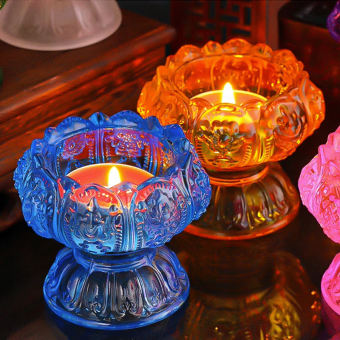 Cốc đựng nến hình hoa sen, chân nến thủy tinh, đế nến dâng Phật, Bồ tát - Đức Hiếu Shop