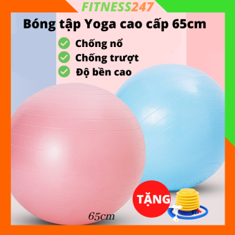 Bóng tập YOGA, GYM cao cấp bóng trơn 65cm dày 2mm chống nổ tập thể dục tại nhà (Tặng Bơm Bóng, Kim Bơm Dự Phòng)