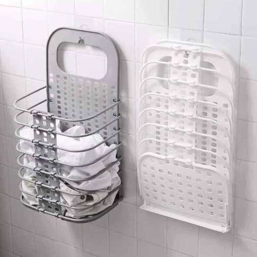 Giỏ nhựa đựng quần áo và đồ dùng sinh hoạt treo tường có thể gấp gọn