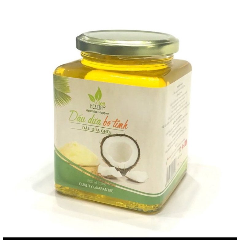 Dầu dừa ghee Viet Healthy 500ml, giàu vitamin A,D,K2,E là thực phẩm tốt thay dầu thực vật khi nấu nướng chiên xào