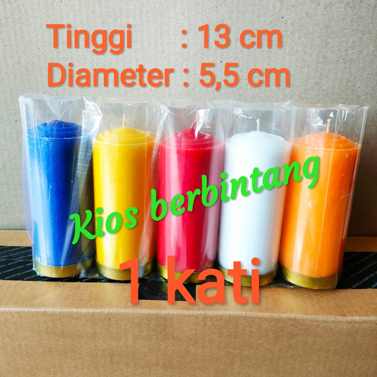 Worship Candles / Five-Colored Pillar Candles 1 Set of 5 Colors 1 Kati
