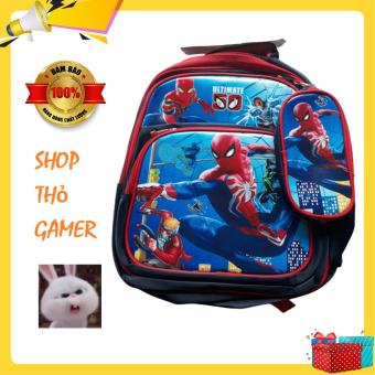 Ba lô học sinh tiểu học hình Spider Man có tặng kèm bóp viết hình Spider Man