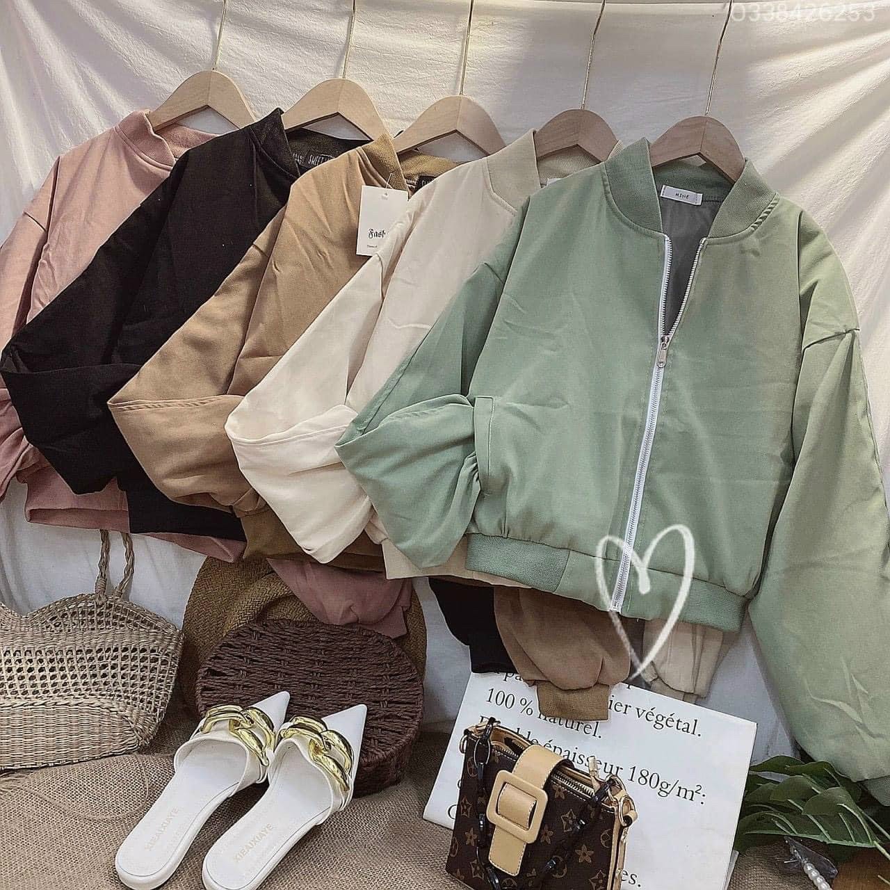Áo Khoác Bomber Crotop Da Lộn Nữ Trơn Phong Cách Giản Đơn Sang Trọng