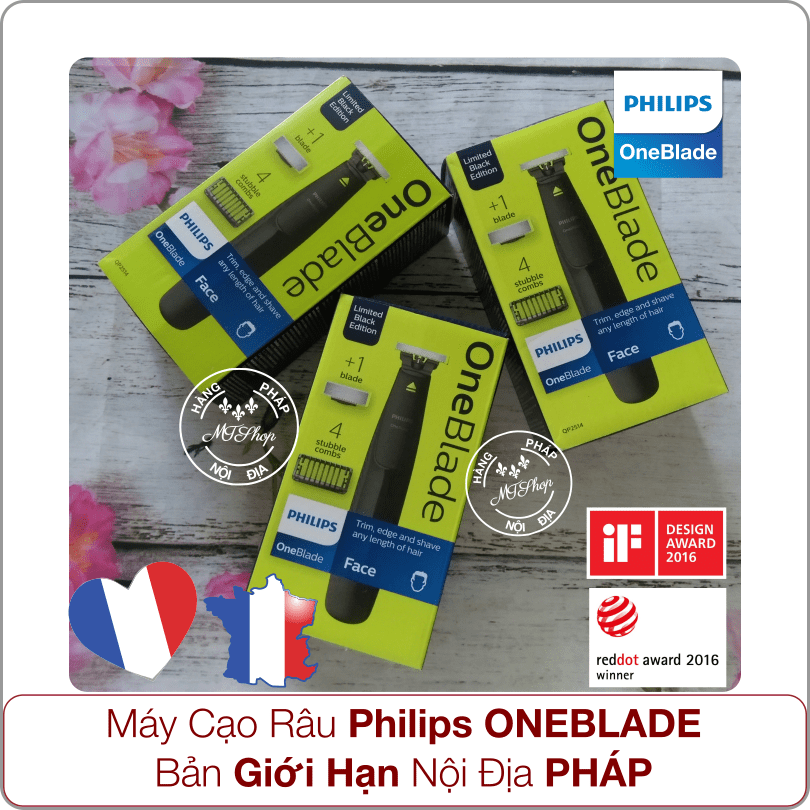 Máy Cạo Râu Philips ONEBLADE Bản Giới Hạn Nội Địa PHÁP Cắt Tỉa, Tạo Kiểu, Cạo Râu-Tóc Thông Minh