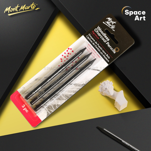 Bộ Bút Chì Than Mont Marte Woodless Graphite bộ 3 cây/ 6 cây vẽ truyền thần,chân dung