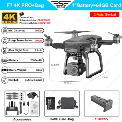 SJRC F7 Pro 4K Camera Drone 3 Axis Gimbal Profesional 5G GPS Brushless Motor Quadcopter Max Flight Time is 25 Minutes RC Dron (3)
