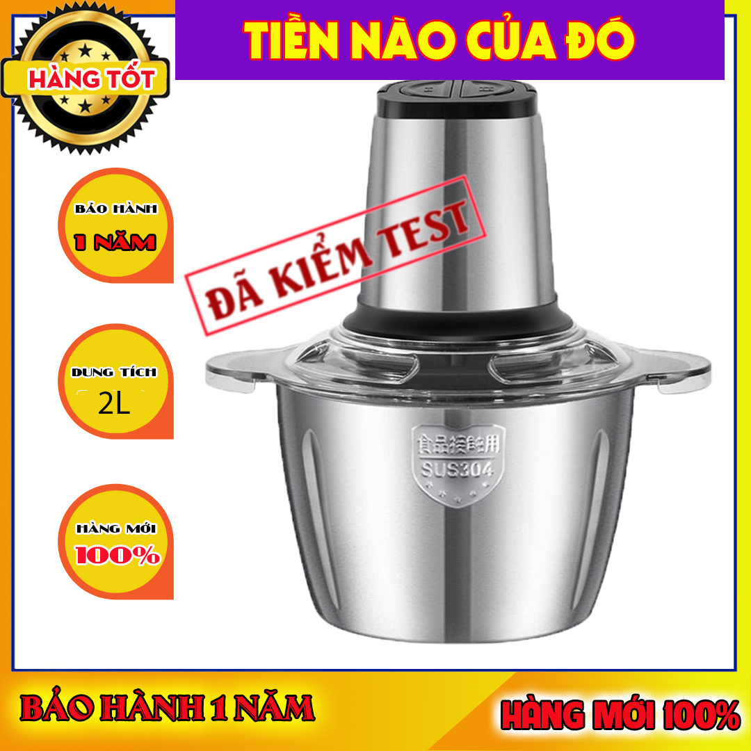 [HÀNG TỐT]  Máy Xay Thịt Inox Đa Năng Cối xay thịt 304, Máy xay đa năng ăn dặm cho bé Dung tích 2L, 4 Lưỡi dao bằng thép, Máy xay sinh tố, máy xay ăn, cối xay, máy xay tỏi ớt dặm