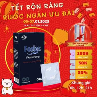 Bao cao su nam Feelex Performa siêu mỏng kéo dài thời gian, nhiều mùi hương - Hộp 10 bcs