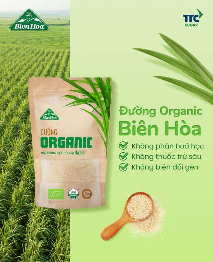 Đường Hữu Cơ Biên Hòa 400g - Đường Organic Biên Hòa Túi 400g