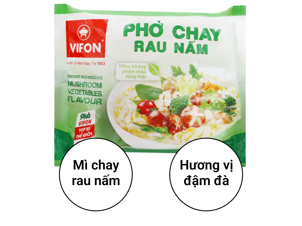 Phở chay rau nấm vifon - 1 gói - sợi to, đẹp