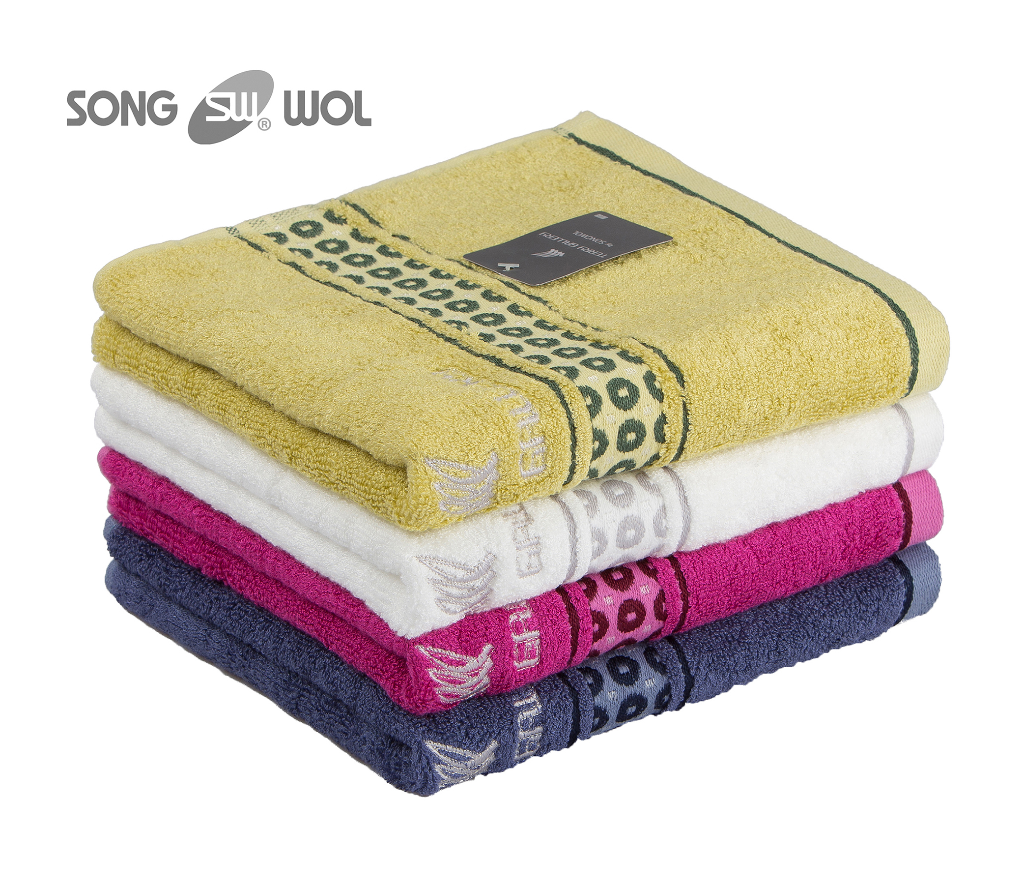 Khăn mặt - khăn tắm size trung 40x80cm 50% cotton 50% sợi tre bamboo cao cấp songwol circle xuất hàn