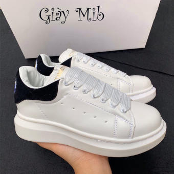 Giày MC Queen Nam Nữ gót nhung đen dây lụa chất liệu da mền đi êm