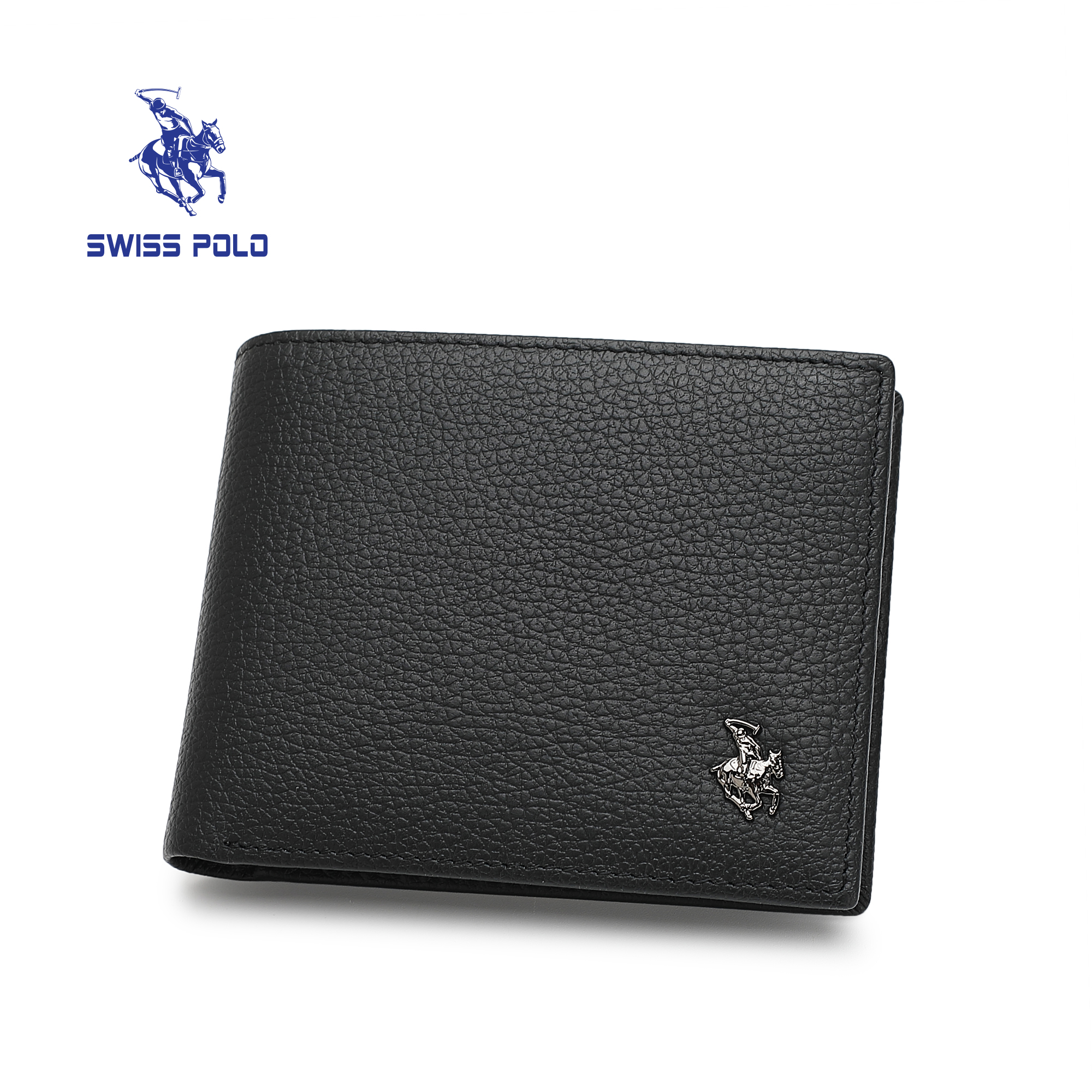 SWISS POLO Genuine Leather RFID Short Wallet SW 182-5 BLACK