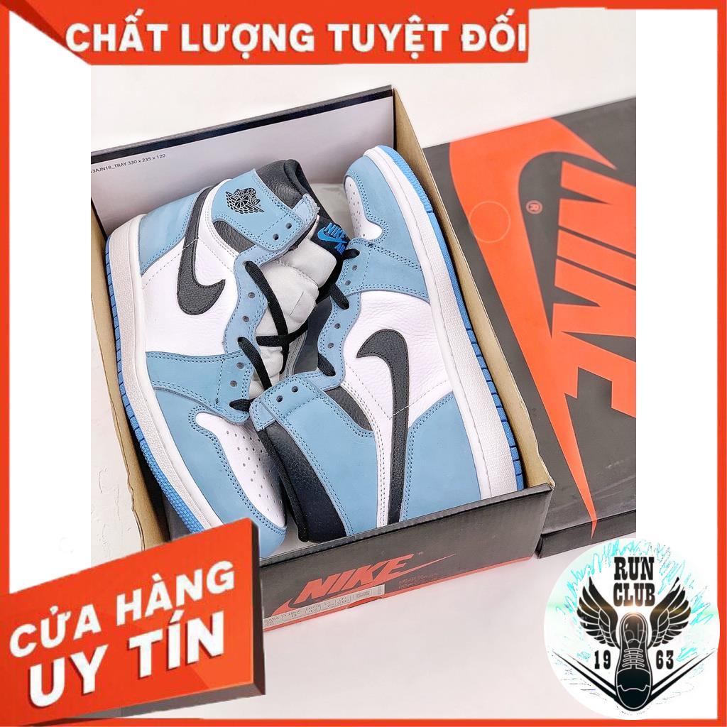 [VIDEO ẢNH THẬT+HỘP BẢO VỆ+FREESHIP] giầy thể thao JORDAN 1 xanh trắng vạch đen cổ cao  thời trang nam nữ