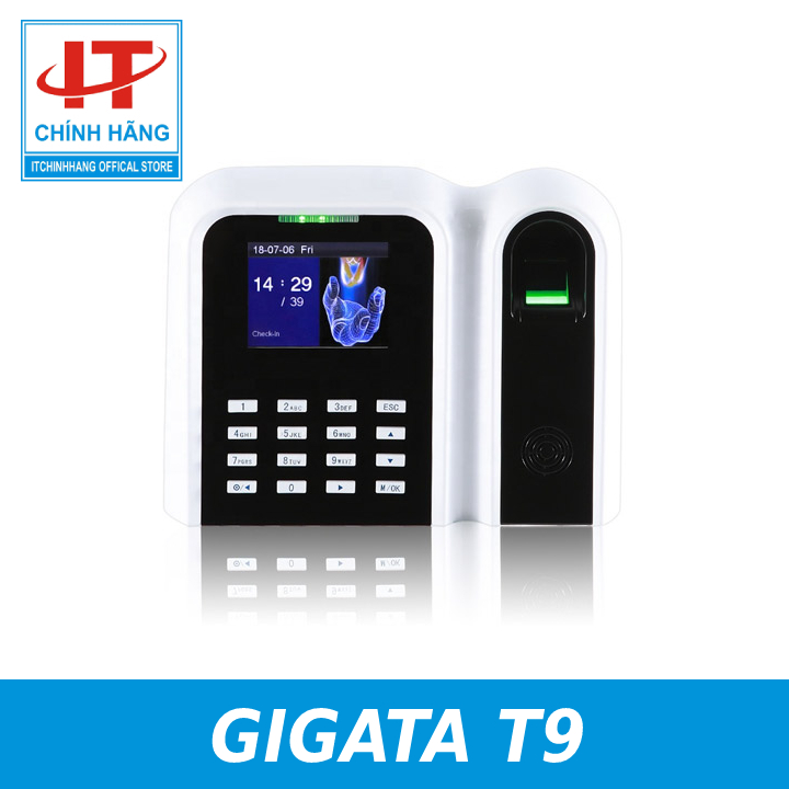 Máy Chấm Công Gigata T9 Chấm Công Vân Tay + Thẻ Từ