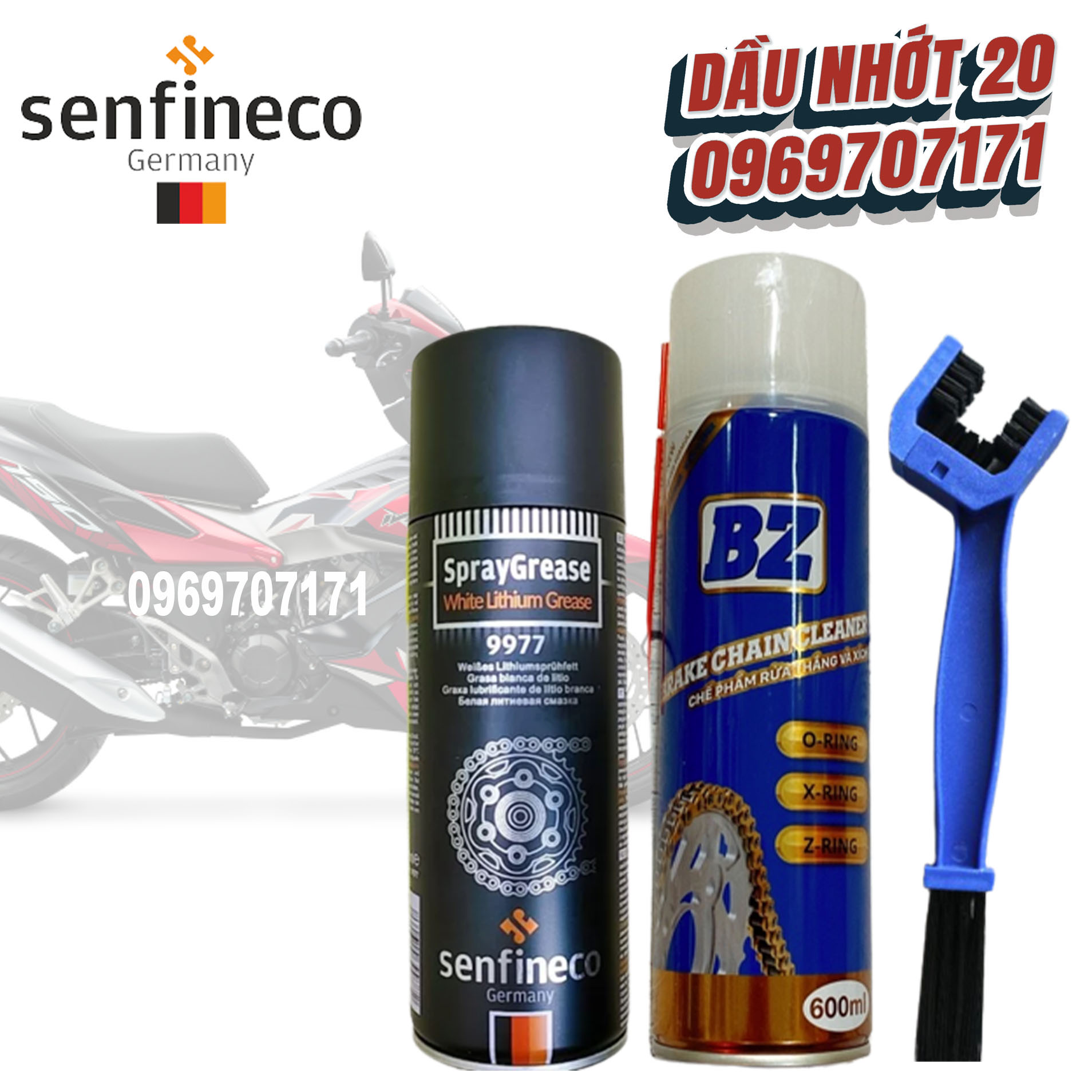 Combo dưỡng sên senfineco 9977 450ml + rửa sên bz + bàn chải chà sên 3d