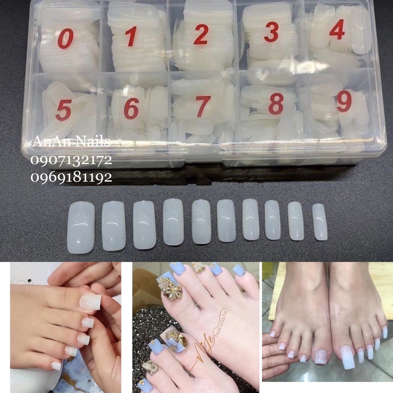 Móng úp chân dài đủ size Hộp móng up chân dài loại tốt
