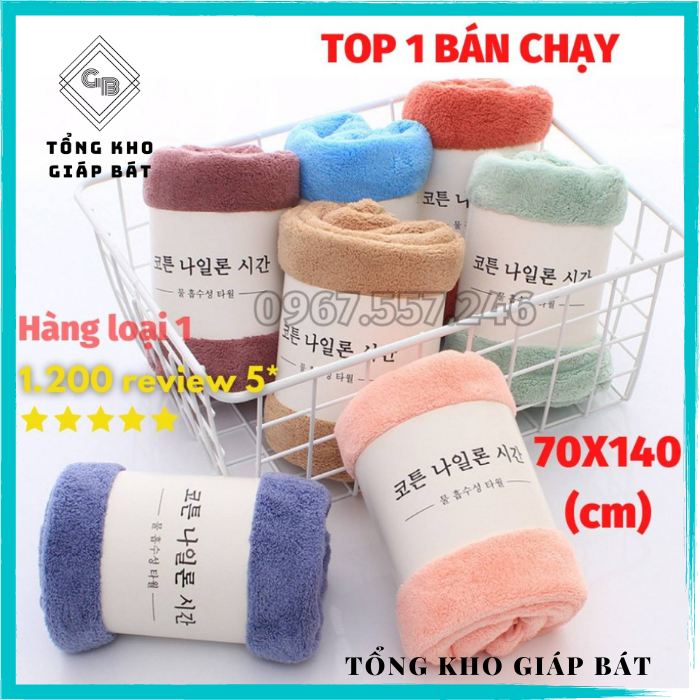 Khăn tắm lông cừu hàn quốc cao cấp 70x140 cm chất bông siêu mềm mịn thấm nước cực nhanh dùng cho khách sạn hoặc bé sơ sinh