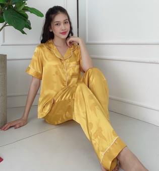 BỘ PIJAMA LỤA GẤM CAO CẤP SIZE L ( 49KG-54KG ) TAY NGẮN , QUẦN CÓ TÚI SÂU