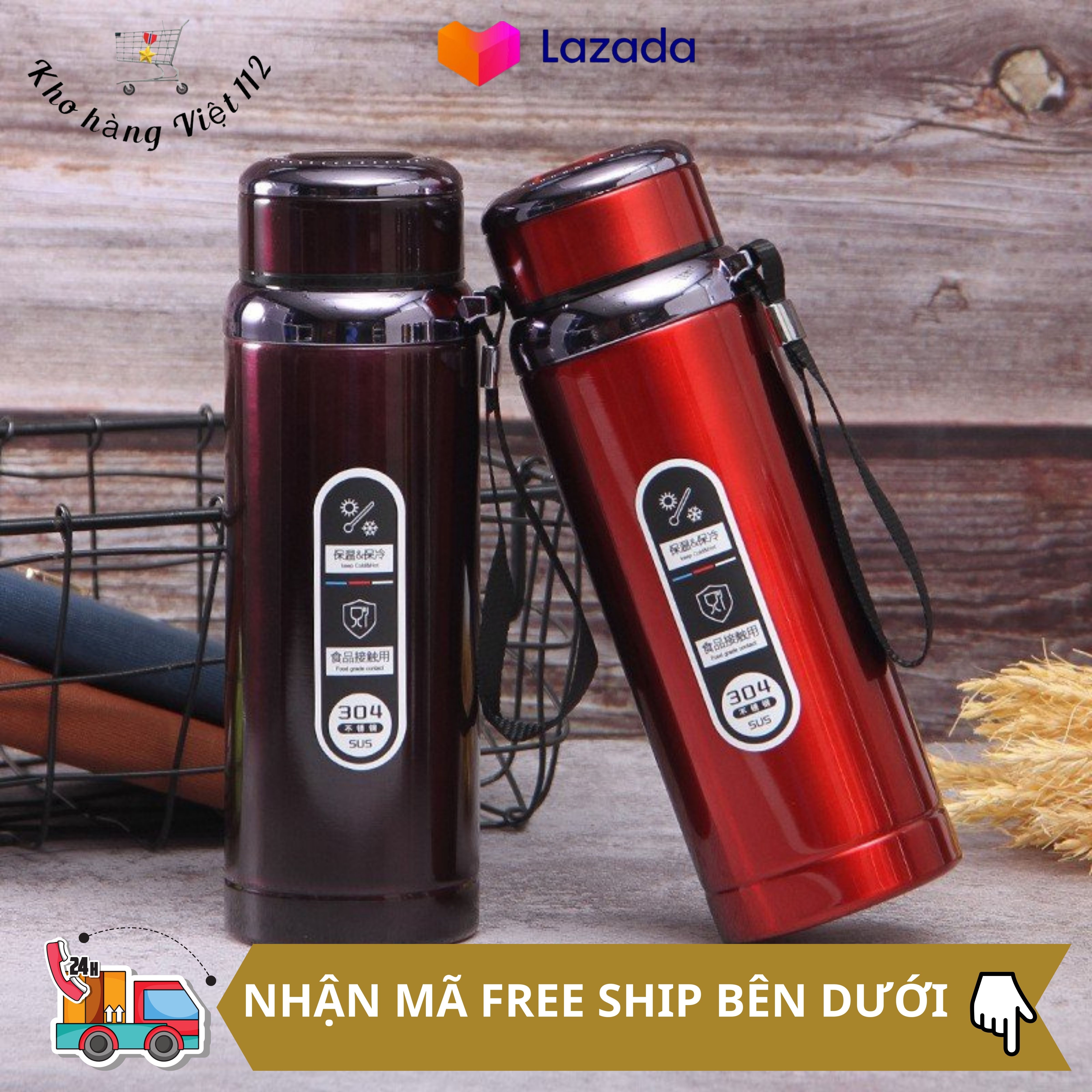 [KHÔNG RA MỒ HÔI INOX 304 ] Bình giữ nhiệt inox 1000ml có nắp lọc trà bình đựng nước nóng, lạnh suốt 24h