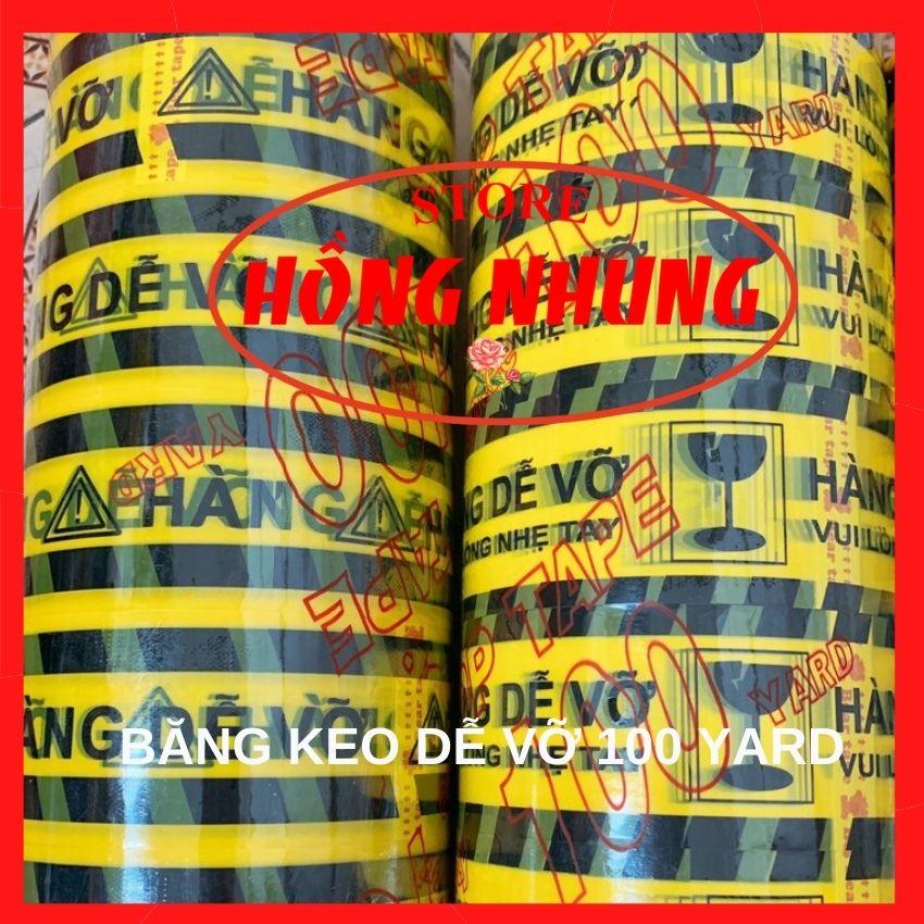 Combo 6 cuôn băng keo dán thùng hàng dễ vỡ, loại 100 yard, hàng bền, siêu dính.