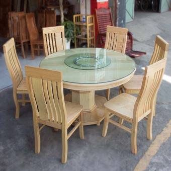 Bộ Bàn Ăn Tròn Xoay Gỗ Sồi Nga
