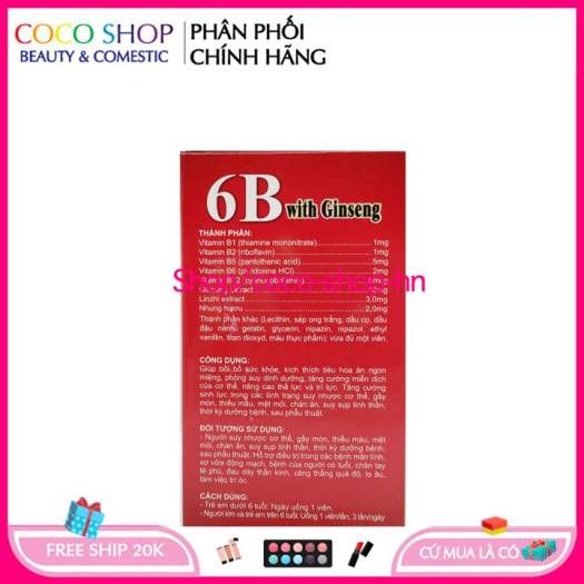 Vitamin tổng hợp 6B With Ginseng bồi bổ cơ thể, tăng sức đề kháng cho trẻ em người lớn Hộp 100 viên