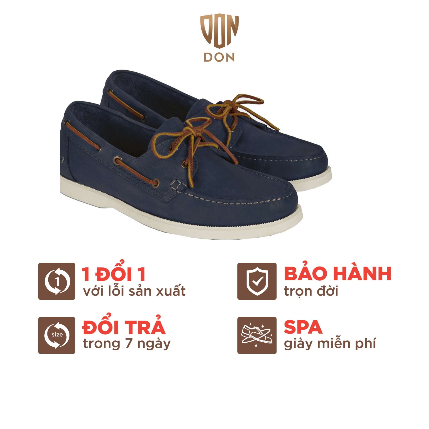 Giày boat shoes nam da bò cao cấp thương hiệu don italiano