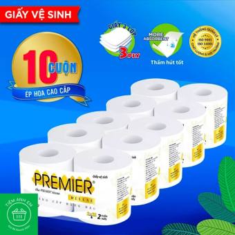 Giấy Vệ Sinh Premier Deluxe 10 cuộn/lốc, 3 lớp, bột giấy nguyên chất, không chất tẩy trắng