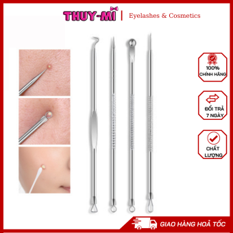 Bộ 4 cây nặn mụn, nhíp gắp mụn thép không gỉ