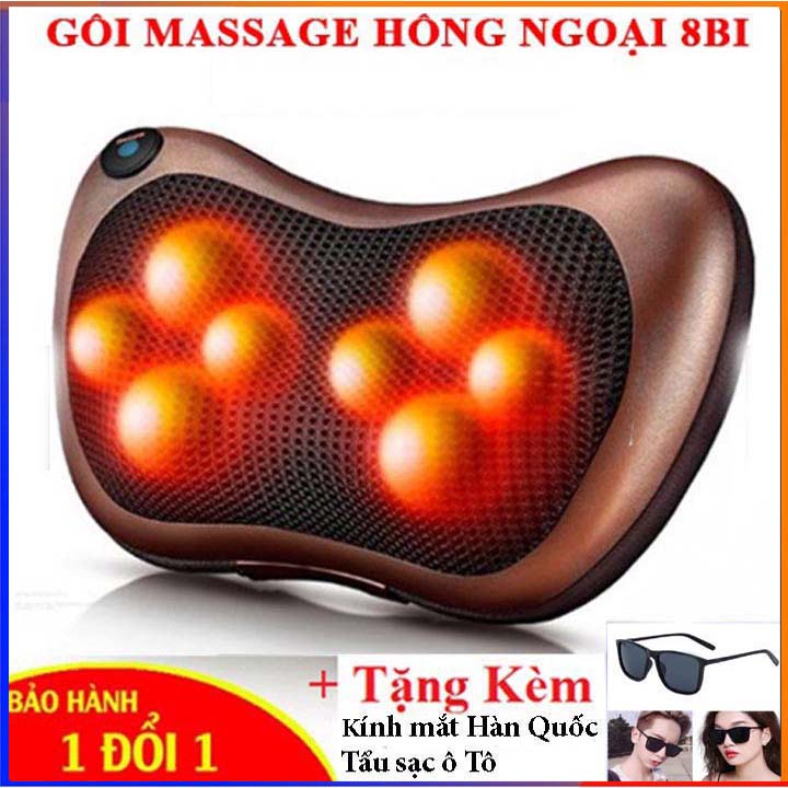 Gối Massage Hồng Ngoại 8 Bi Tặng Kính Mắt Thời Trang Hàn Quốc