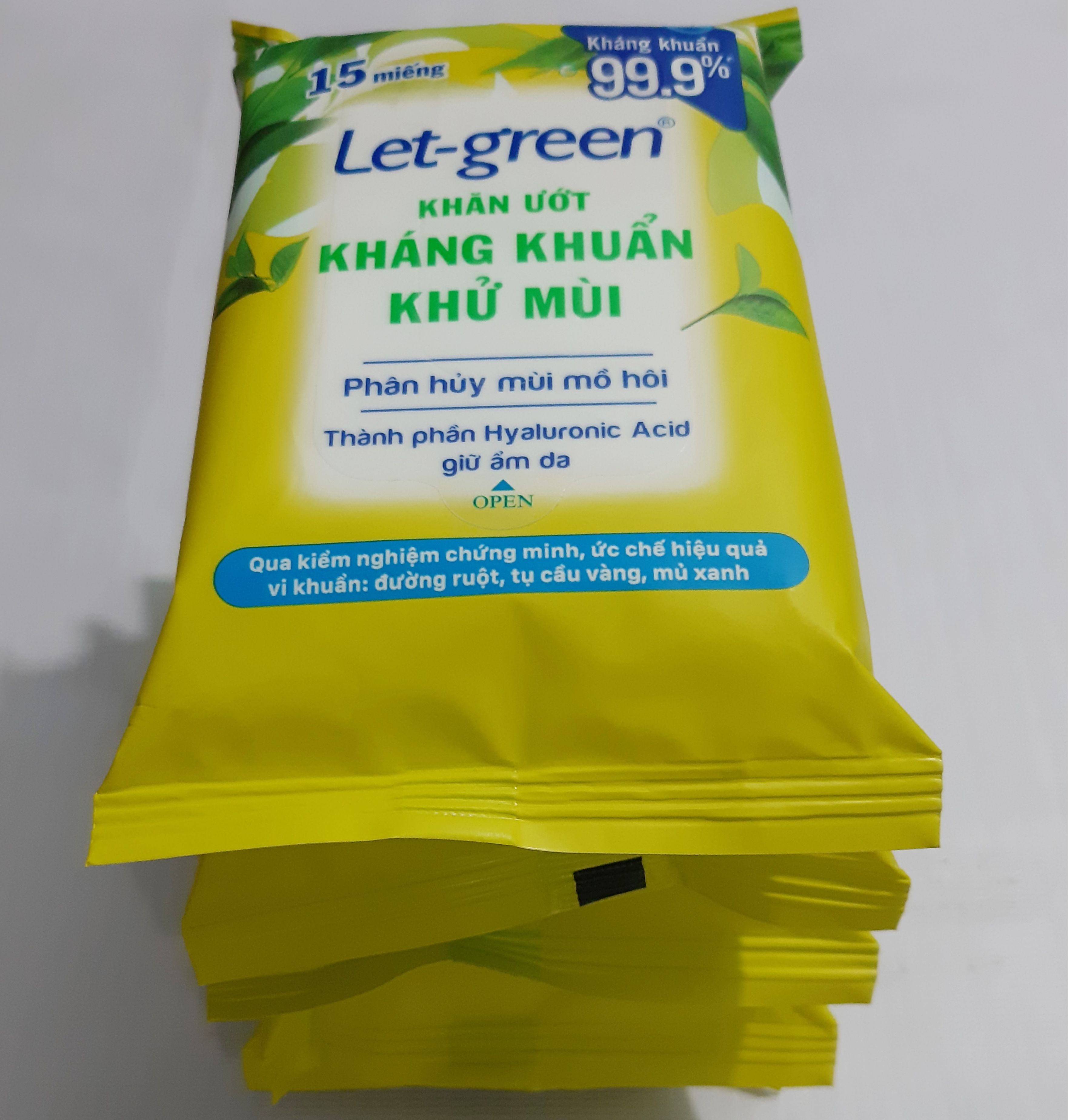 [HCM] Combo 5 gói khăn ướt kháng khuẩn khử mùi Let-Green loại 15 miếng/gói