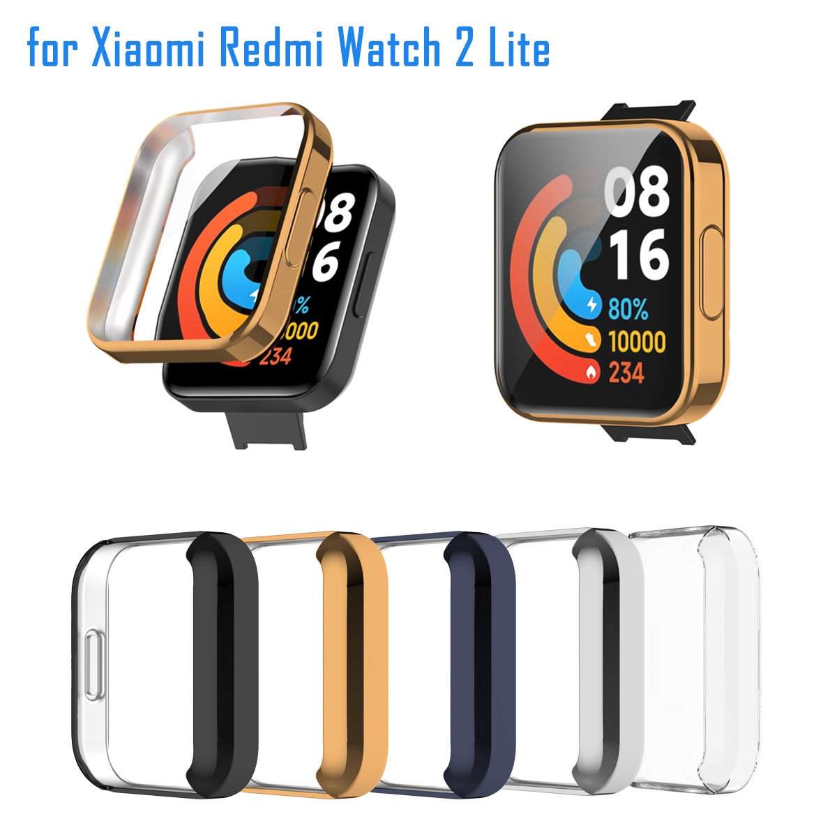 Ốp bảo vệ tpu trong suốt cho xiaomi redmi watch 2 lite vòng đeo tay đồng hồ thông minh mạ phụ kiện khung vỏ bảo vệ