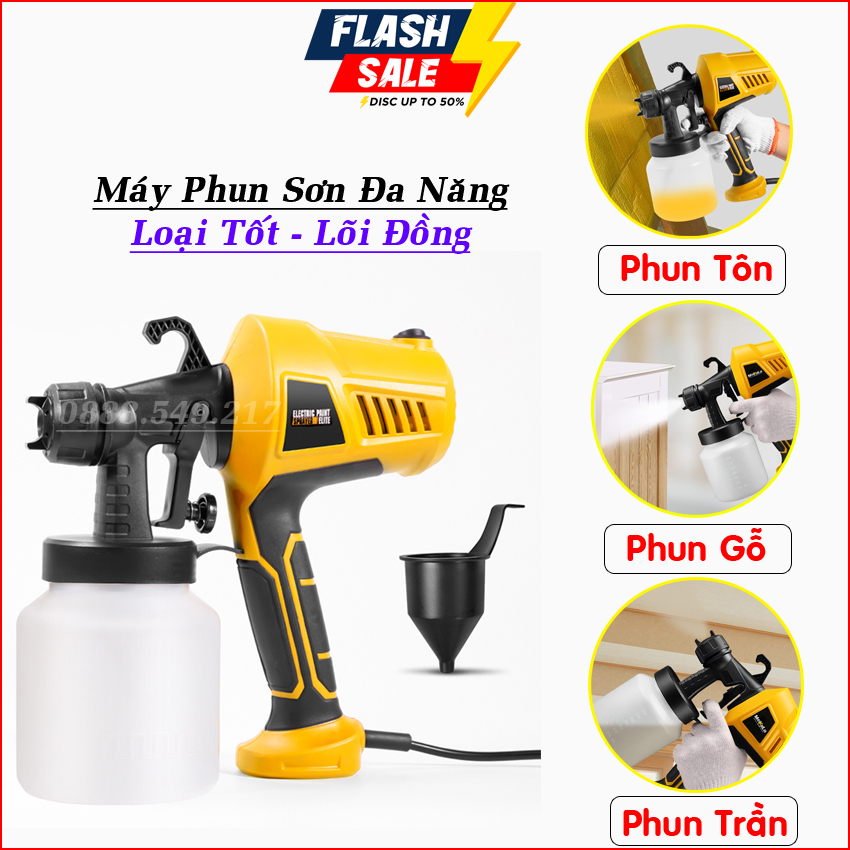Máy phun sơn cầm tay đời mới - súng phun sơn hàng cao cấp công suất 500w phun 3 chế độ