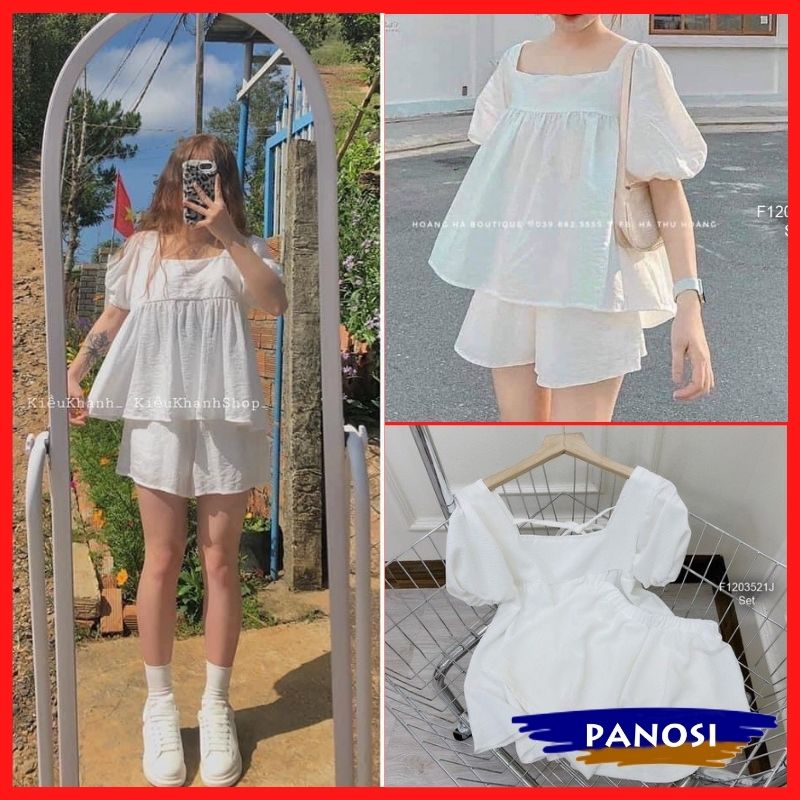 Đồ bộ nữ mặc ở nhà, đồ bộ đùi, set đồ nữ quần đùi, bộ đồ nữ mặc ở nhà mùa hè cổ vuông vải đũi lụa mát kiểu dáng trẻ trung - Mã B5
