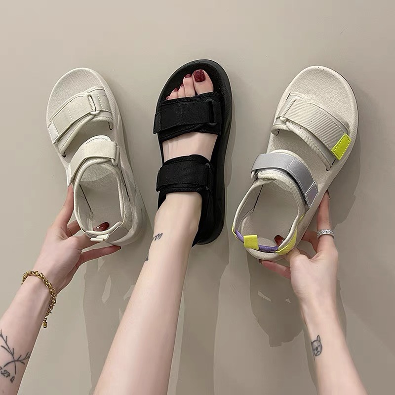 Sandal nữ HDST quai ngang có dây quai hậu đế bệt êm cao 3 phân phong cách ulzzang sử dụng đi học đi chơi đẹp giá rẻ