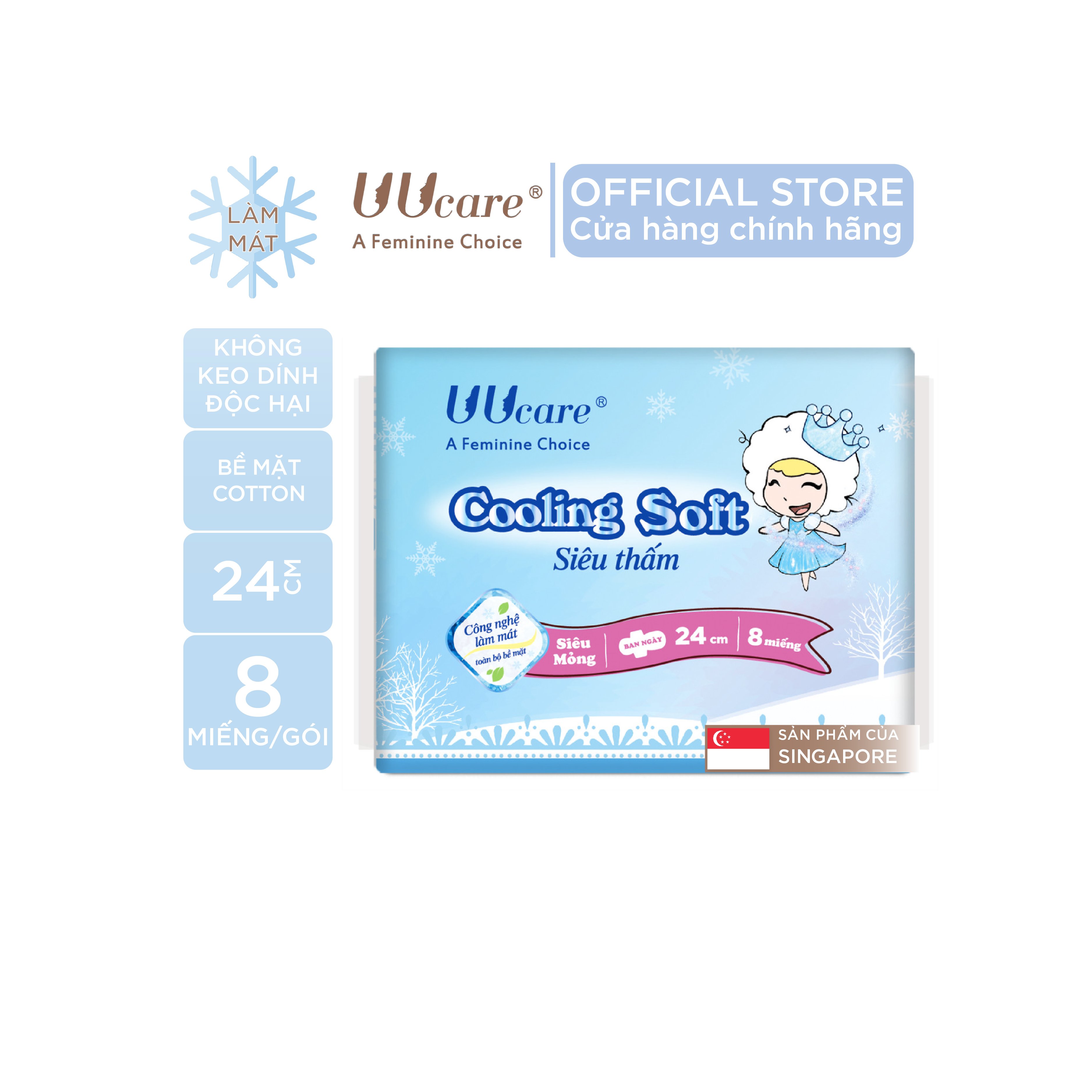 Băng vệ sinh UUcare Singapore Young Girl Cooling Soft ban ngày 24cm 8 Miếng/Gói