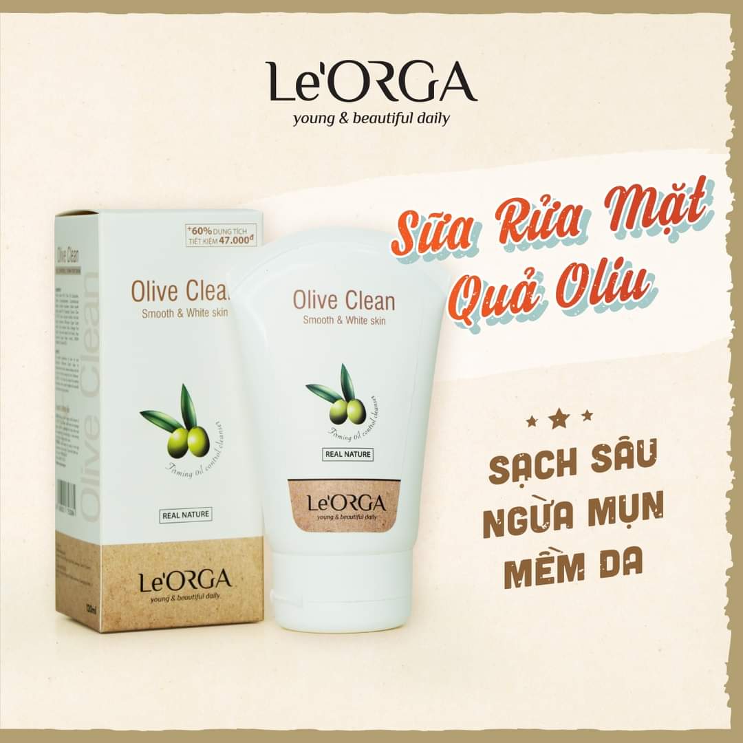 Sữa rửa mặt trắng da OLIVE CLEAN ORGA