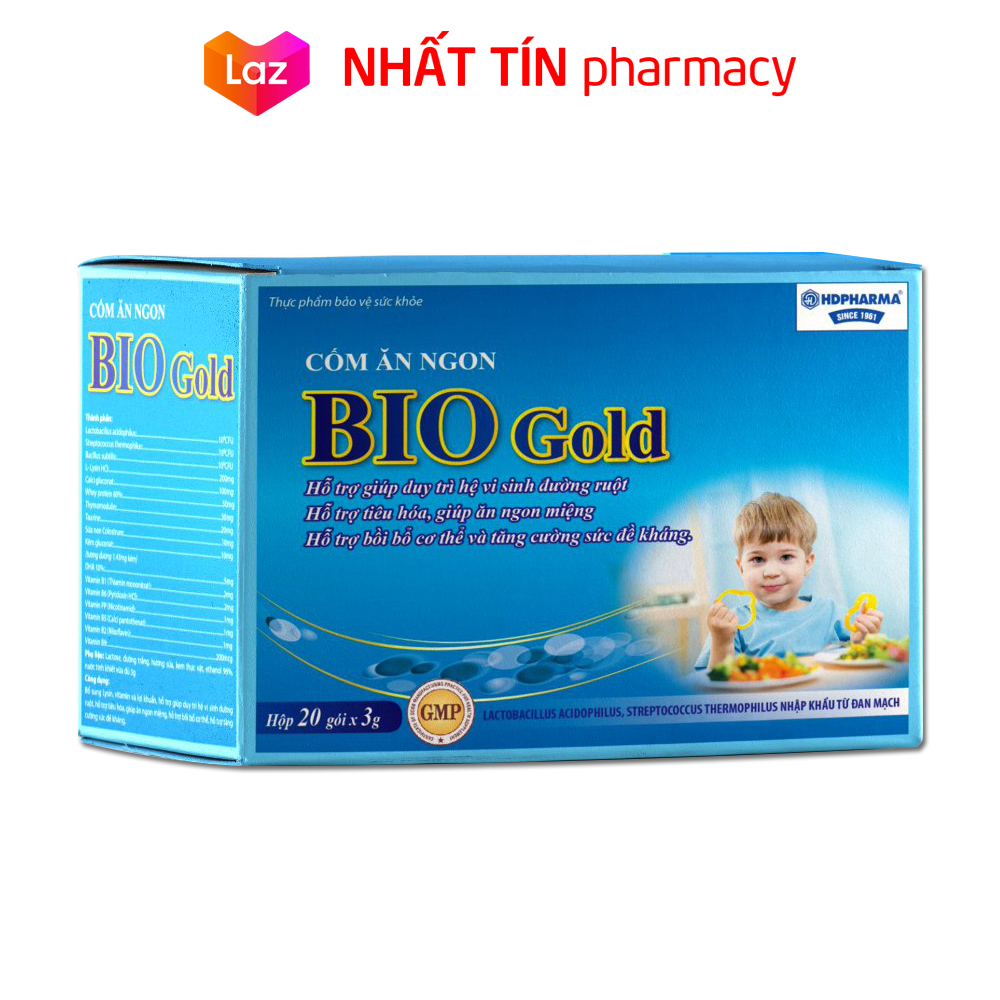 Cốm ăn ngon Bio Gold giảm tiêu chảy táo bón tăng cường sức đề kháng cho bé - Hộp 20 gói - NHẤT TÍN PHARMACY