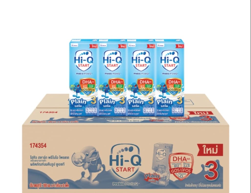 [UHT ขายยกลัง] ไฮคิว สตาร์ท พรีไบโอโพรเทก (สูตร 3) ยูเอชที รสจืด 180 มล. (36 กล่อง) สำหรับเด็กอายุ 1 ปีขึ้นไปและทุกคนในครอบครัว Hi-Q Start Stage 3 UHT